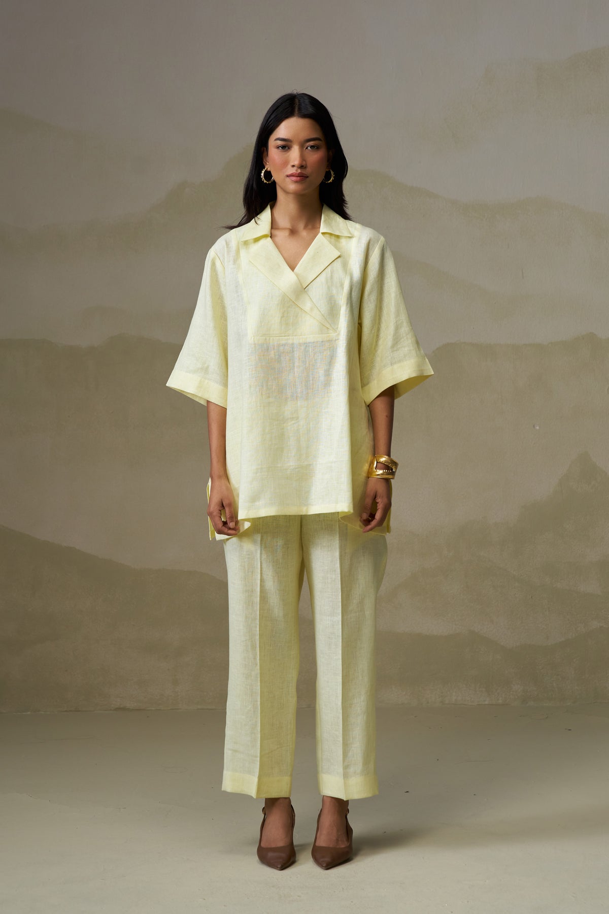 Naseebo Butter Yellow Linen Co-ord Set