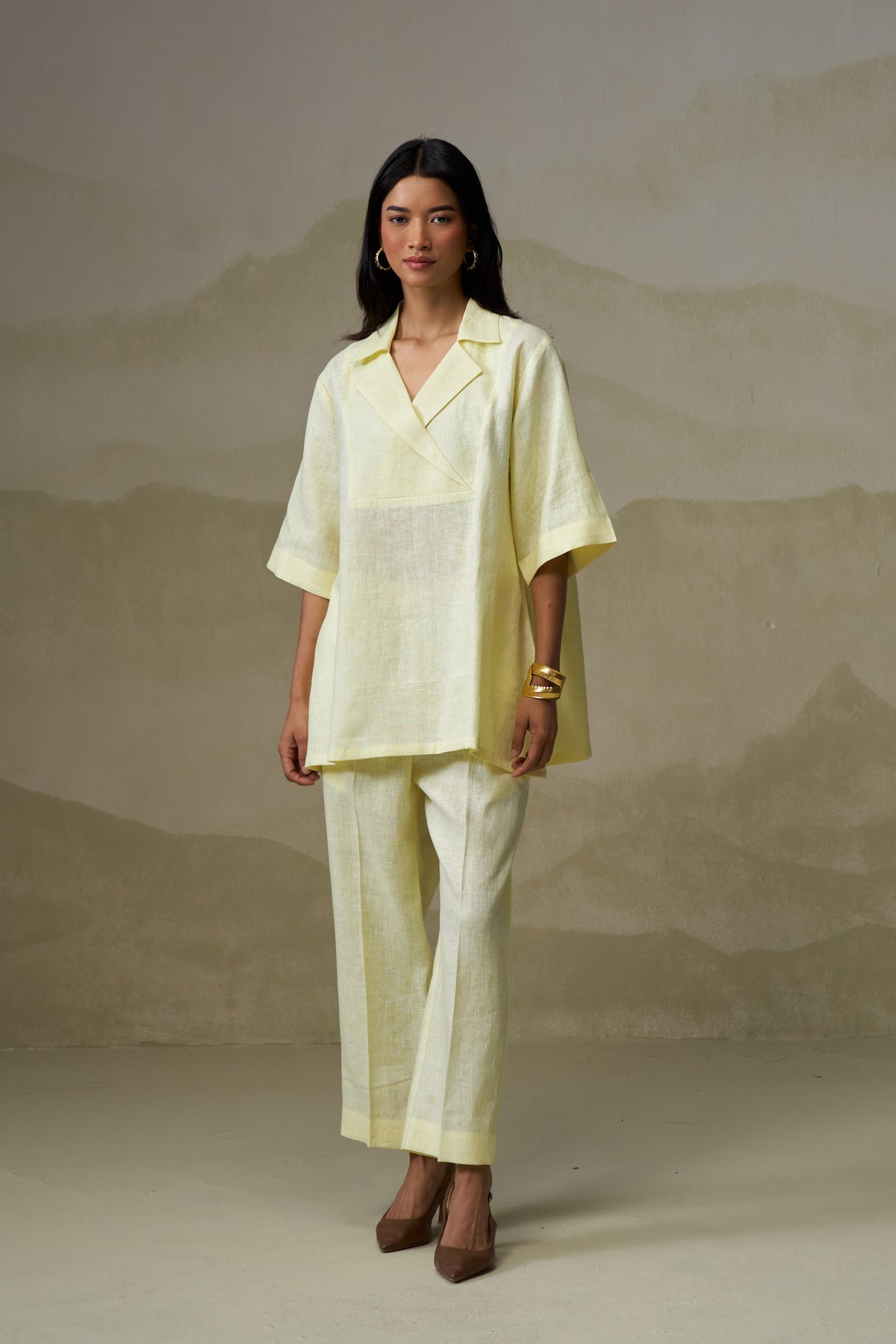 Naseebo Butter Yellow Linen Co-ord Set