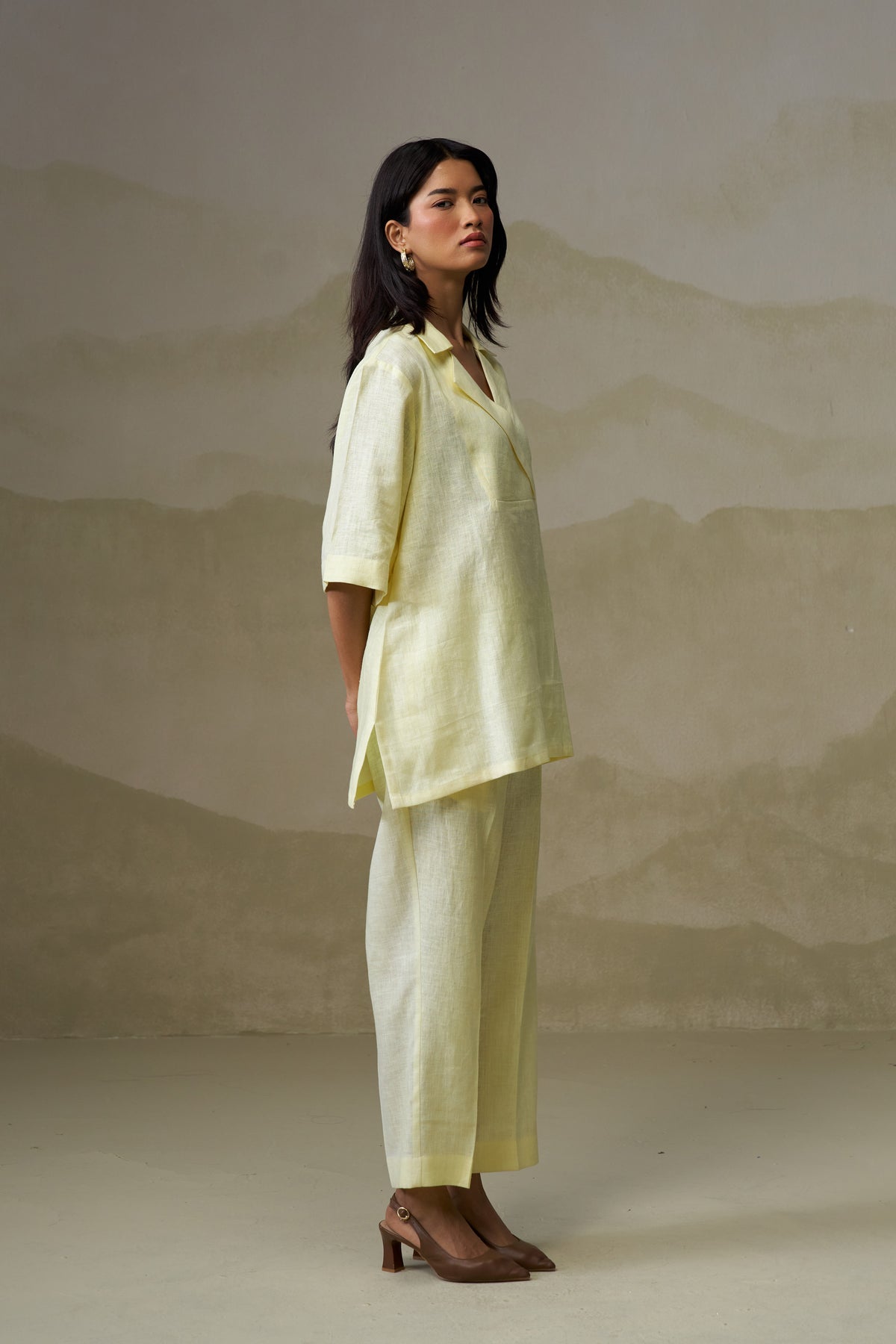 Naseebo Butter Yellow Linen Co-ord Set