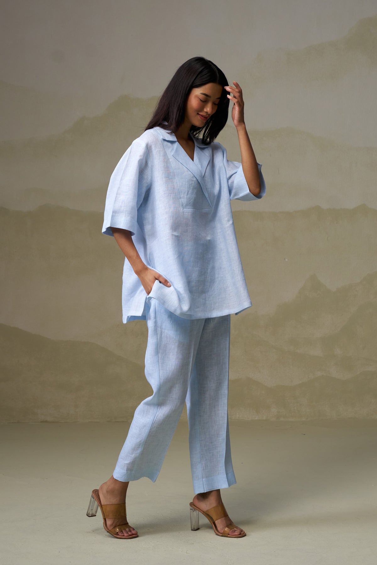 Naseebo Sky Mist Linen Co-ord Set