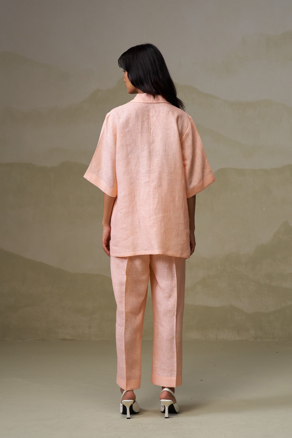 Naseebo Peachy Pink Linen Co-ord Set