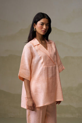 Naseebo Peachy Pink Linen Co-ord Set