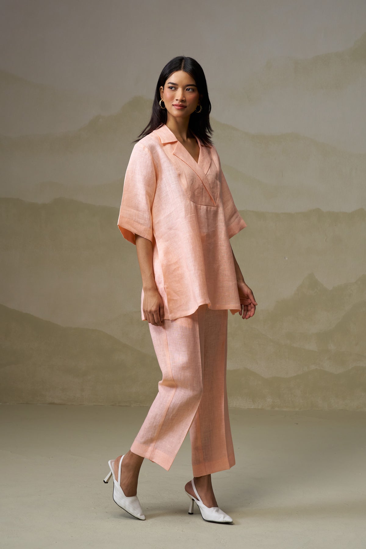 Naseebo Peachy Pink Linen Co-ord Set