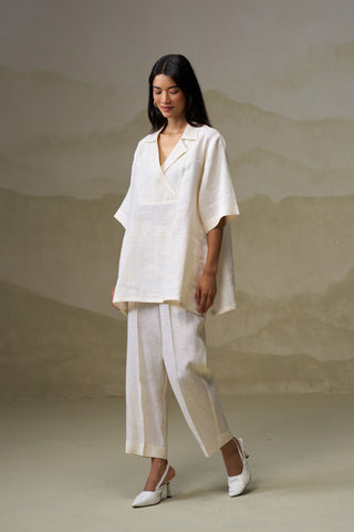 Naseebo Cloud White Linen Co-ord Set