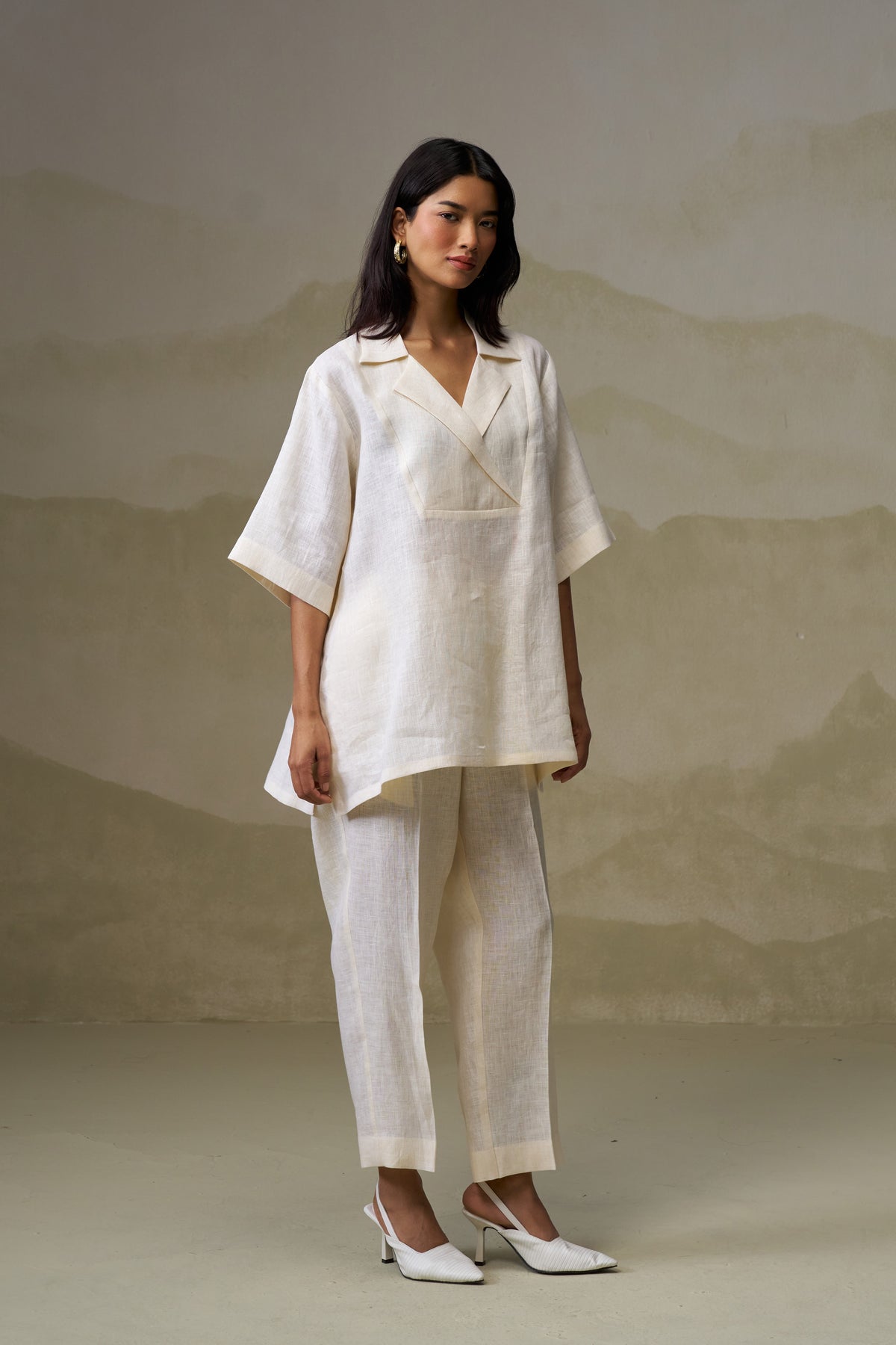 Naseebo Cloud White Linen Co-ord Set