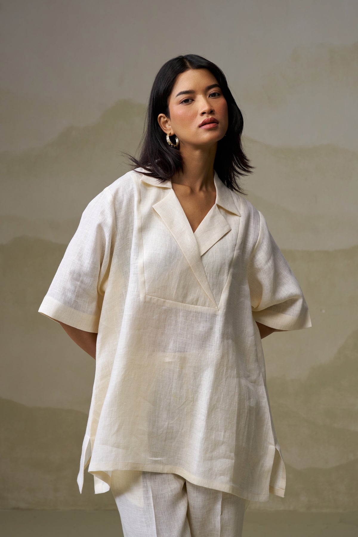 Naseebo Cloud White Linen Co-ord Set