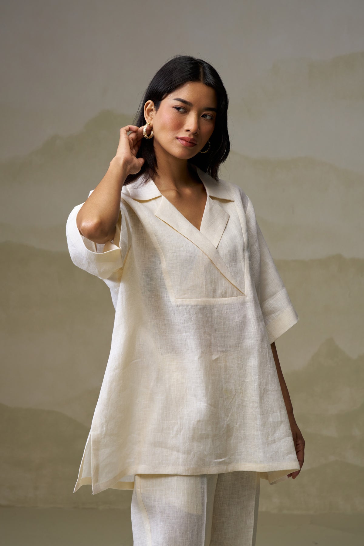 Naseebo Cloud White Linen Co-ord Set