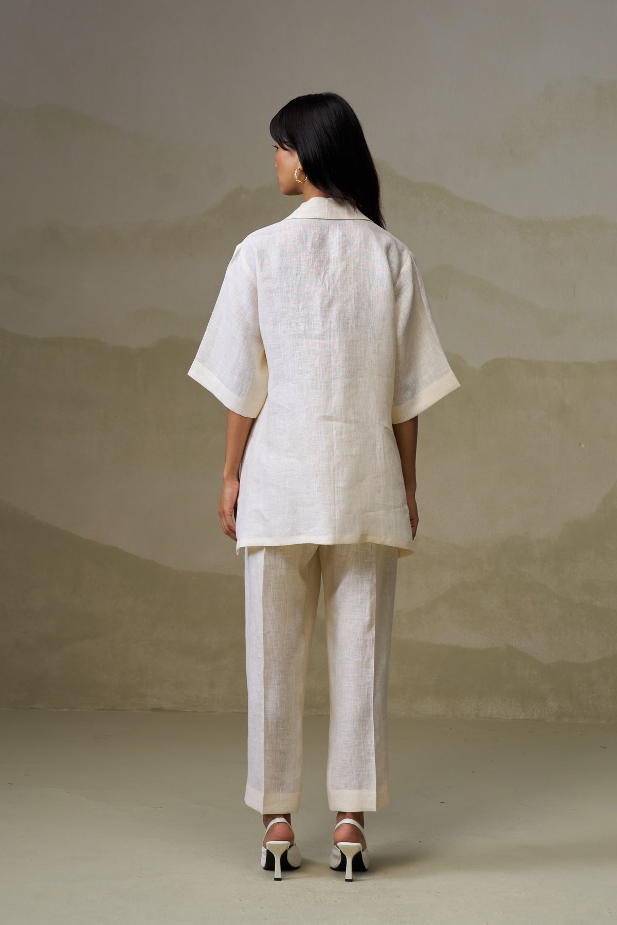 Naseebo Cloud White Linen Co-ord Set