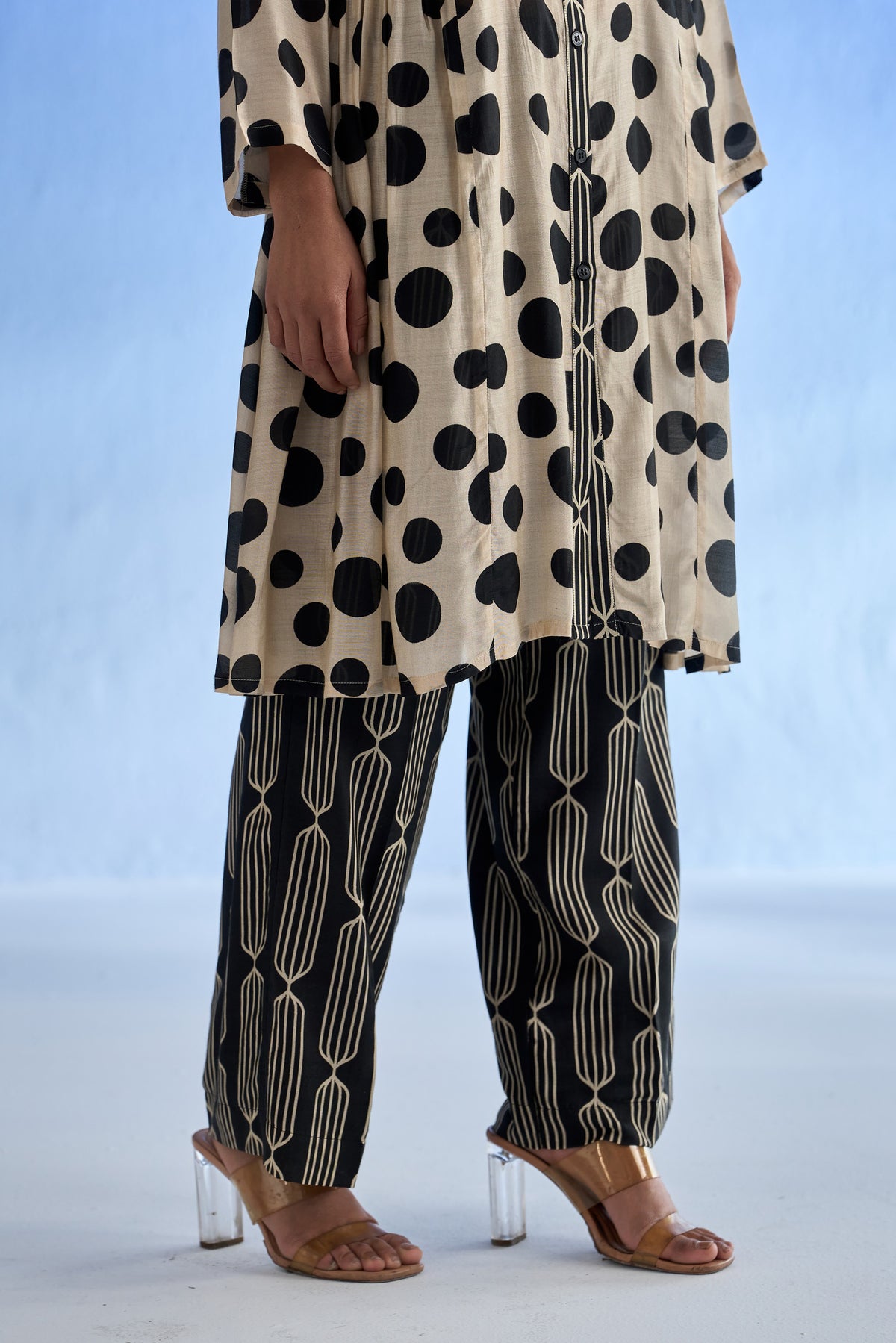 Naseebo Polka Charm Mulsatin Co-ord Set