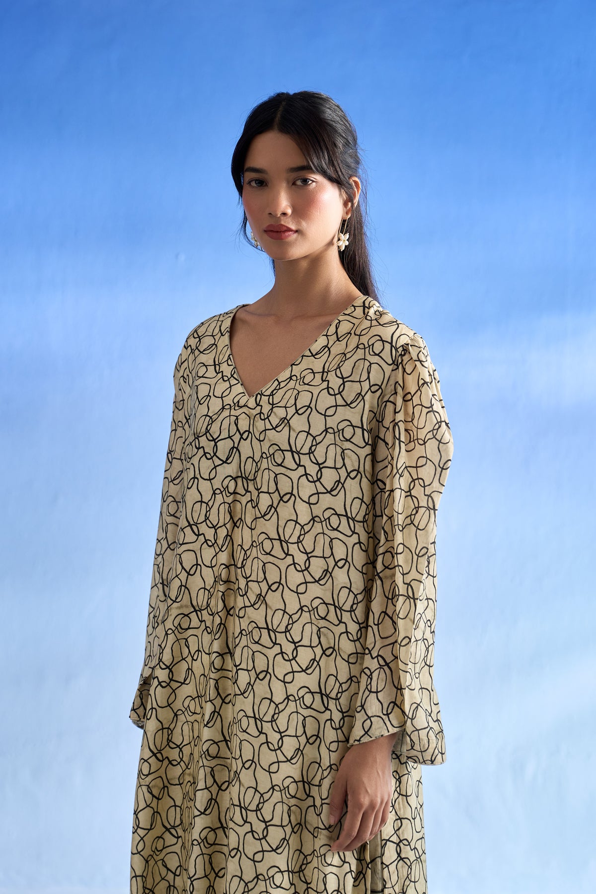 Naseebo Ivory Maze MulSatin Co-ord Set