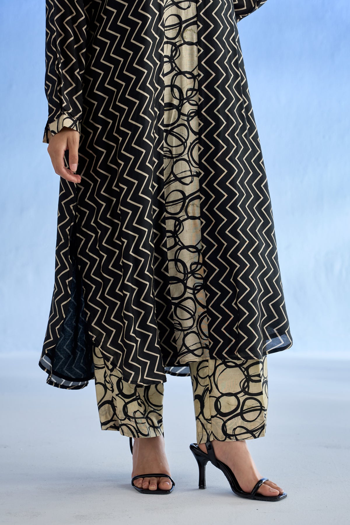 Naseebo Midnight Scribble MulSatin Co-ord Set