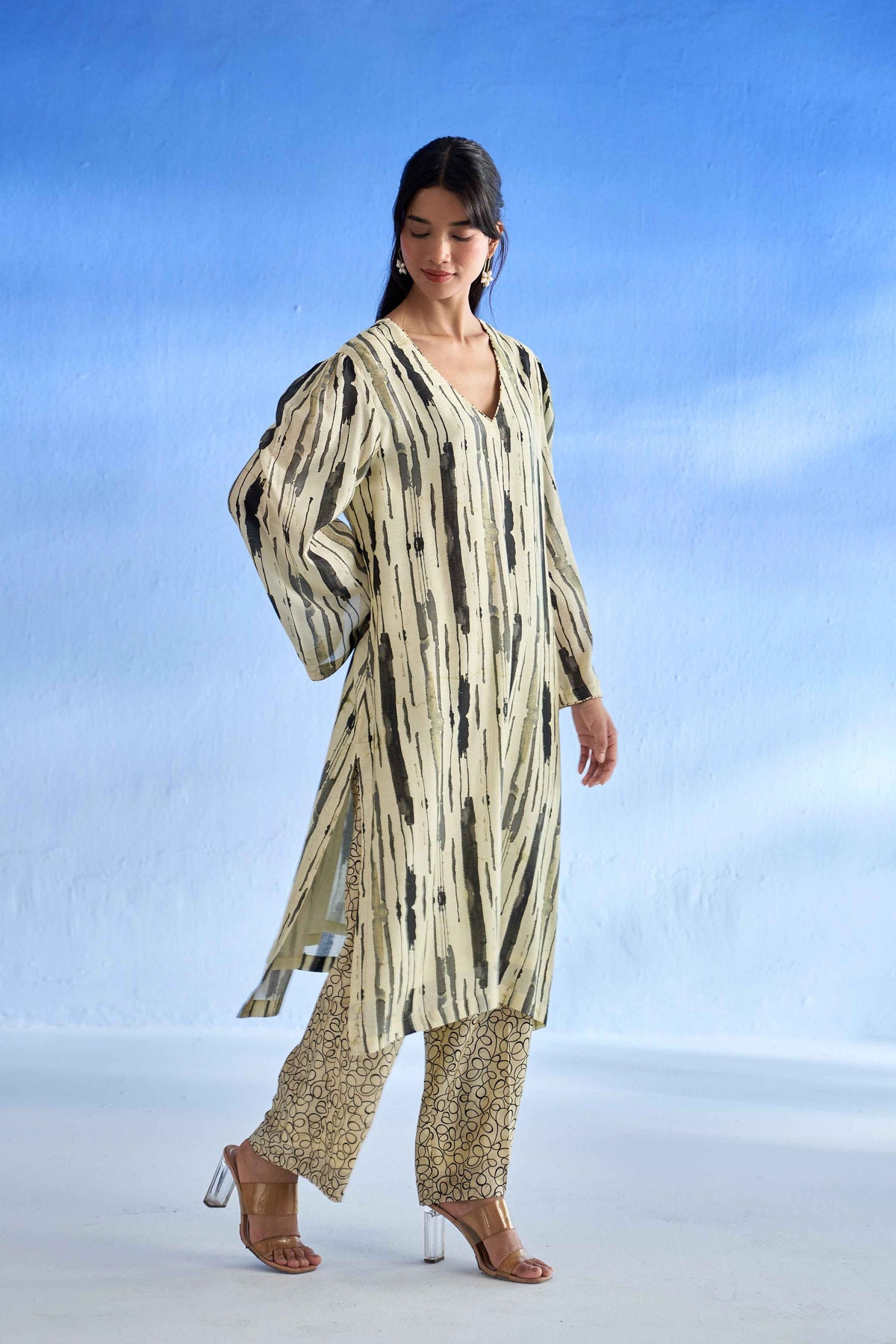 Abstract Harmony Mulsatin Co-Ord Set