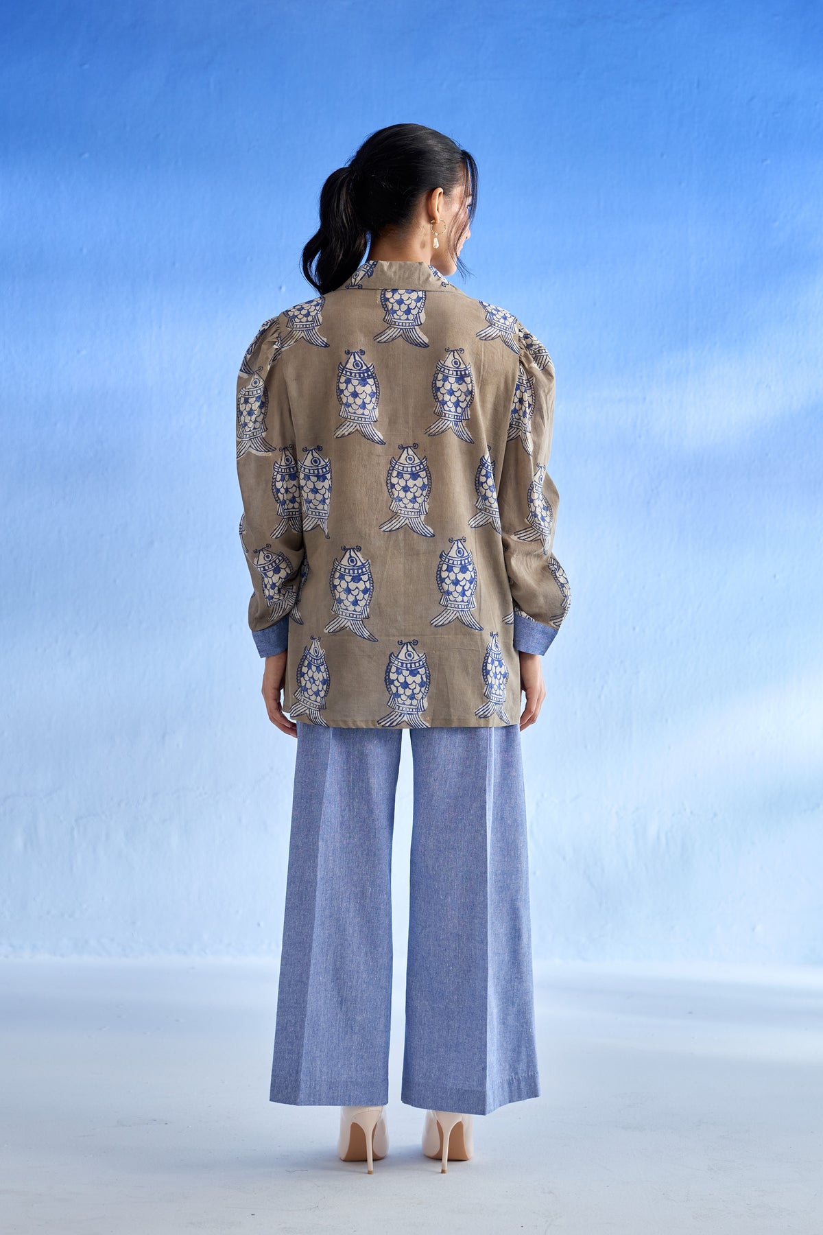 Naseebo Marine Motif Linen Co-ord Set