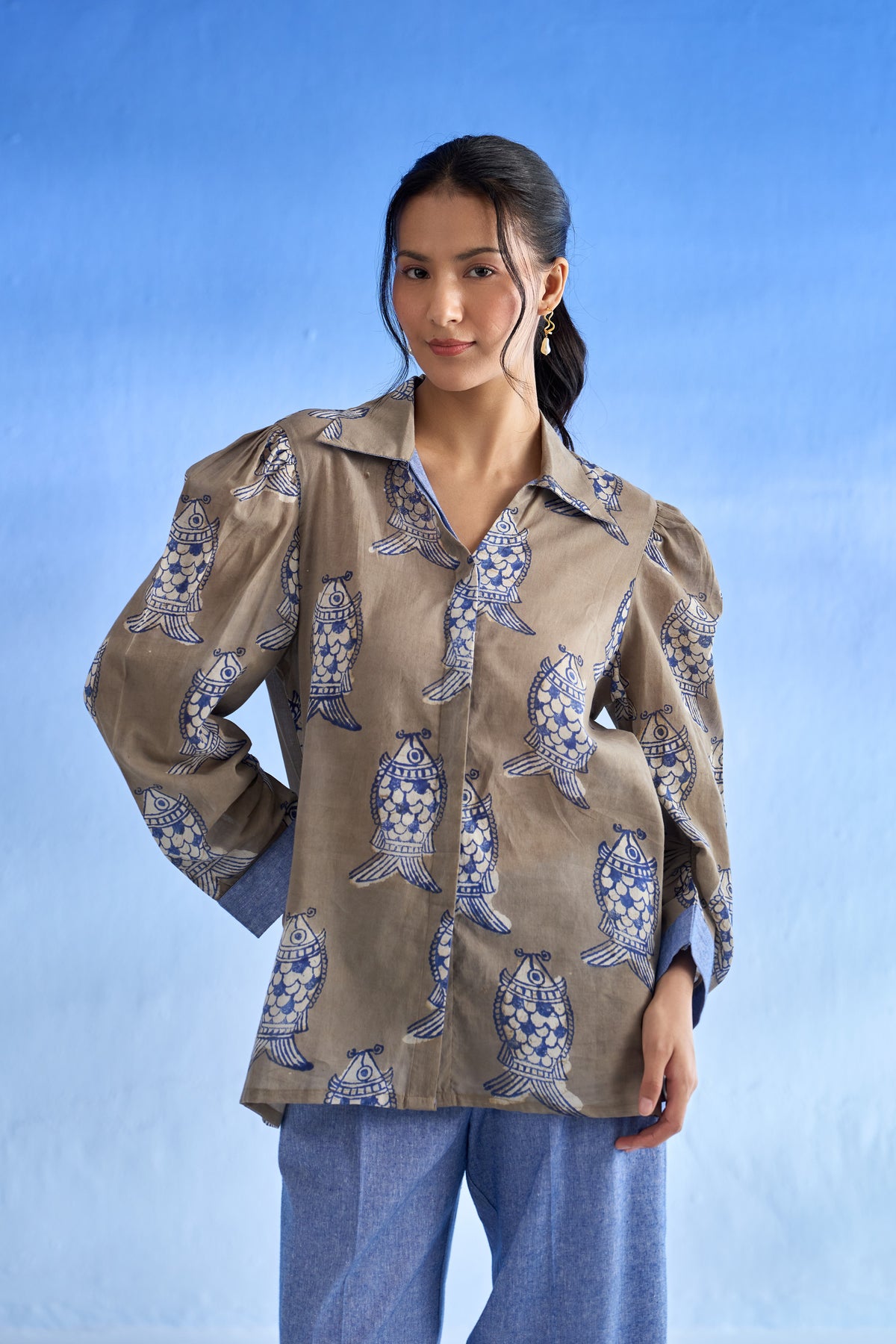 Naseebo Marine Motif Linen Co-ord Set