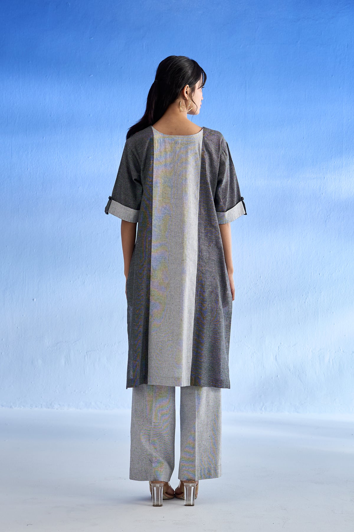 Naseebo Colourblock Grey Linen Co-ord Set