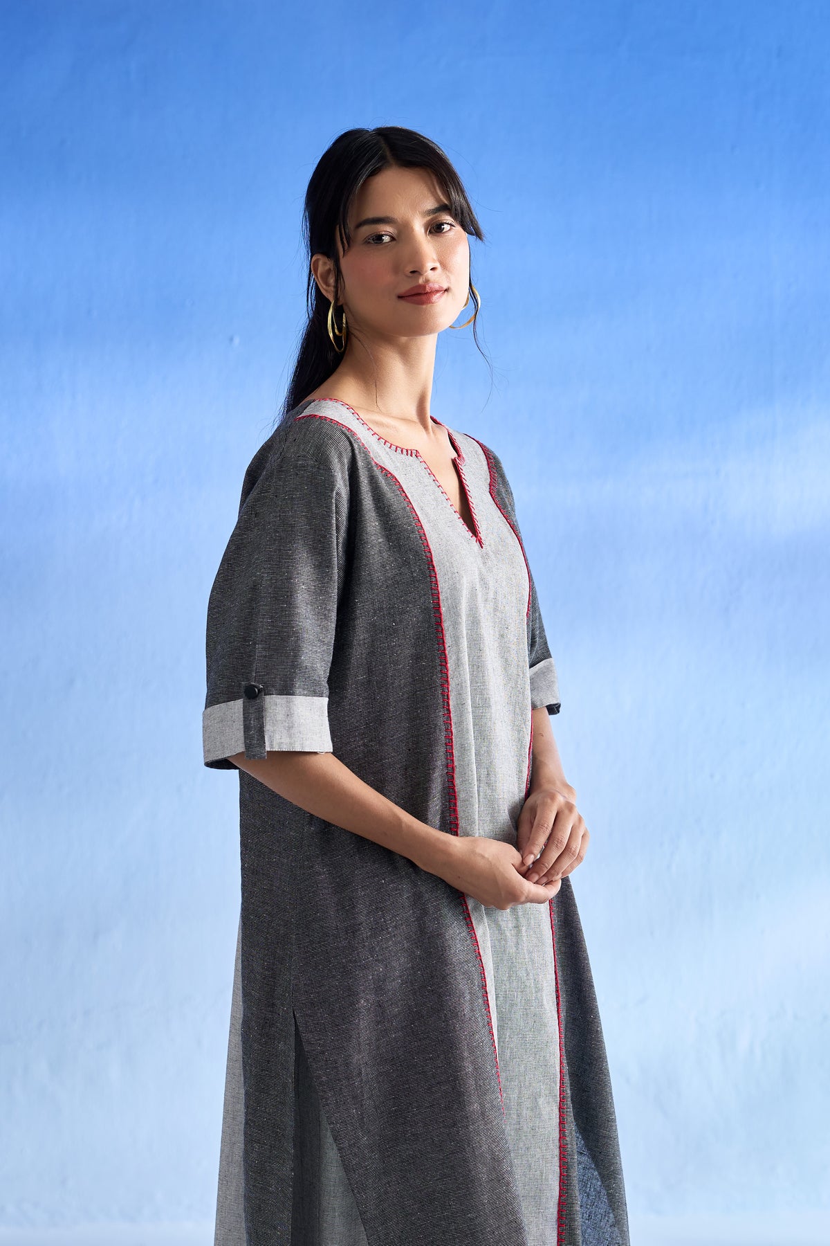 Naseebo Colourblock Grey Linen Co-ord Set