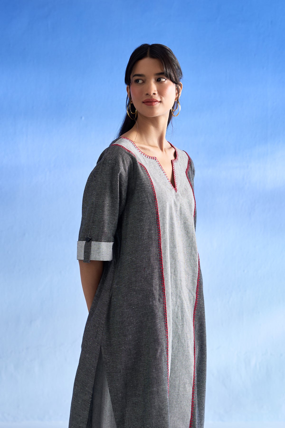 Naseebo Colourblock Grey Linen Co-ord Set