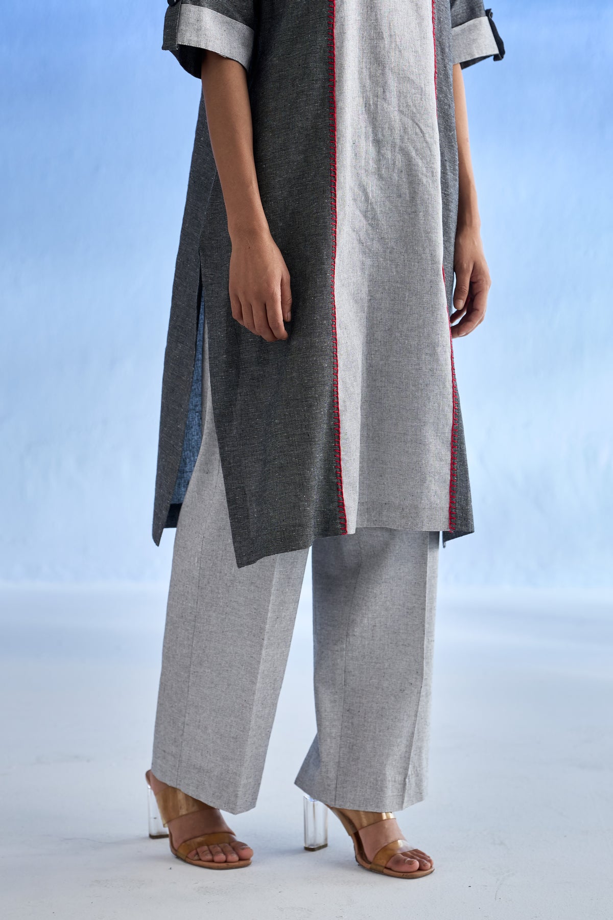 Naseebo Colourblock Grey Linen Co-ord Set