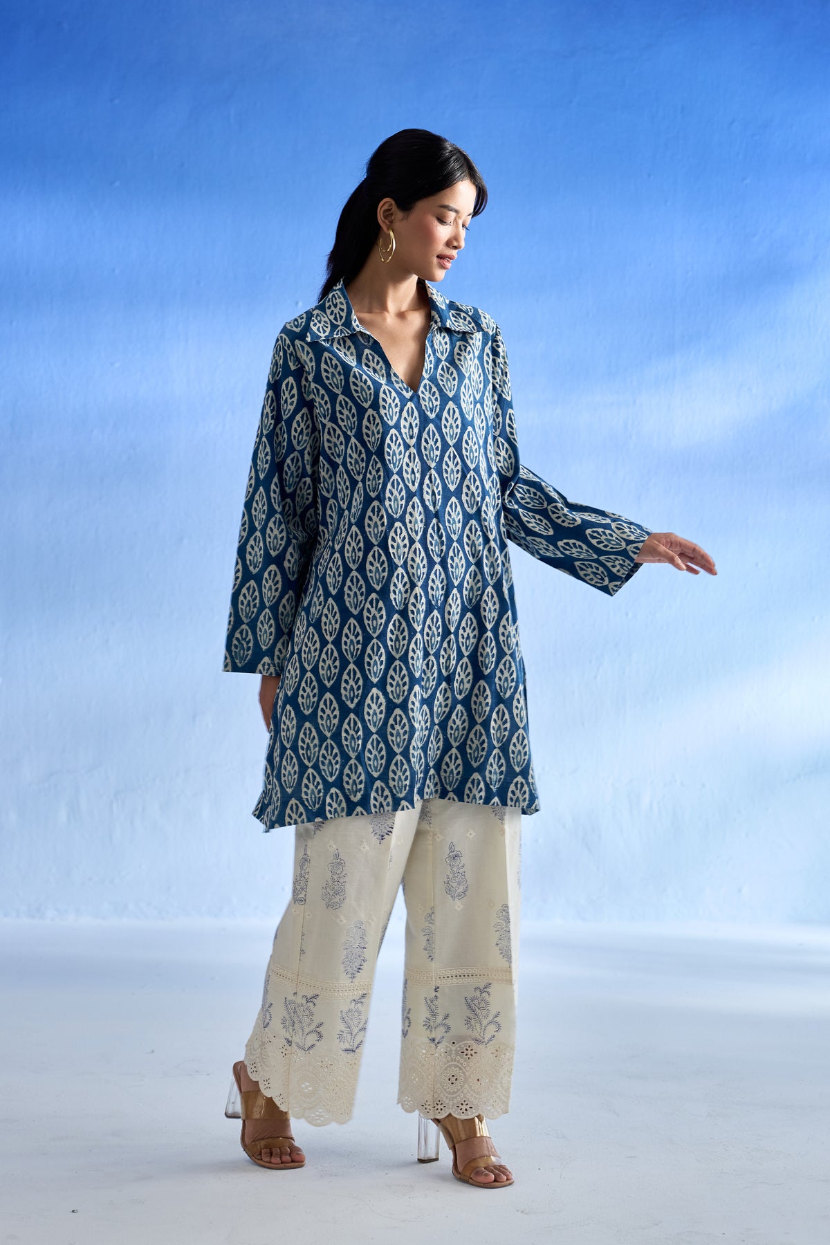 Naseebo Indigo Leaf Linen Co-ord Set
