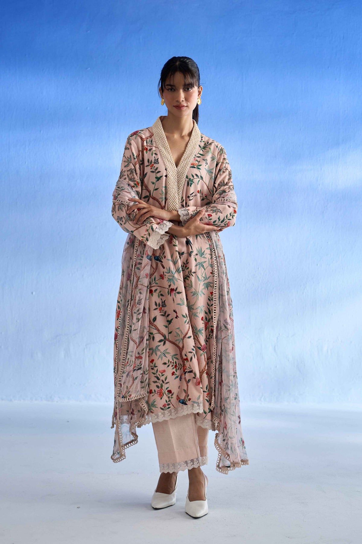 Sabeena Tamang Deshmukh in Naseebo Blush Garden Linen Kurta Set