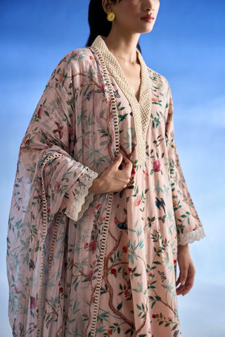 Blush Garden Linen Kurta Set