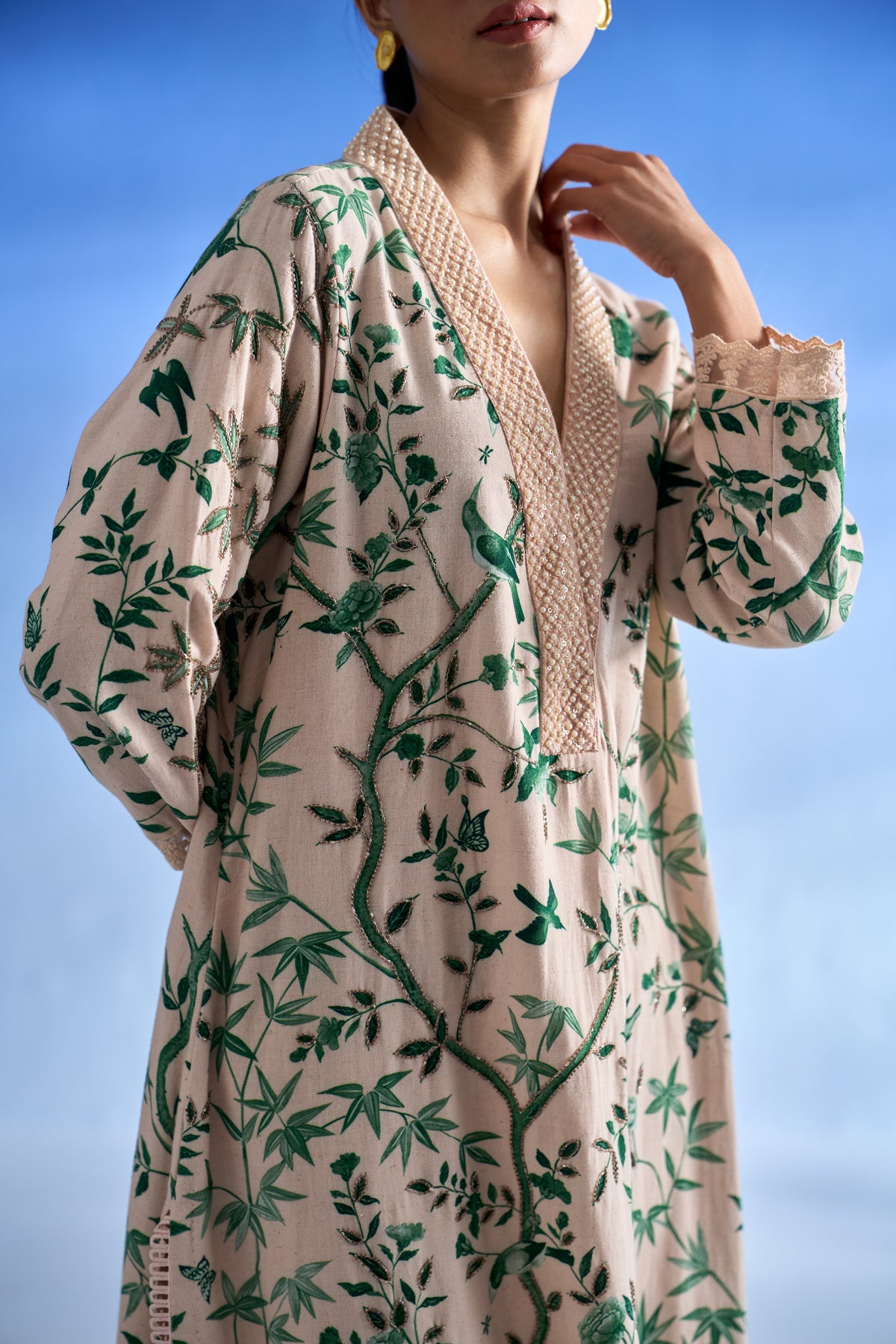 Naseebo Enchanted Garden Linen Kurta Set