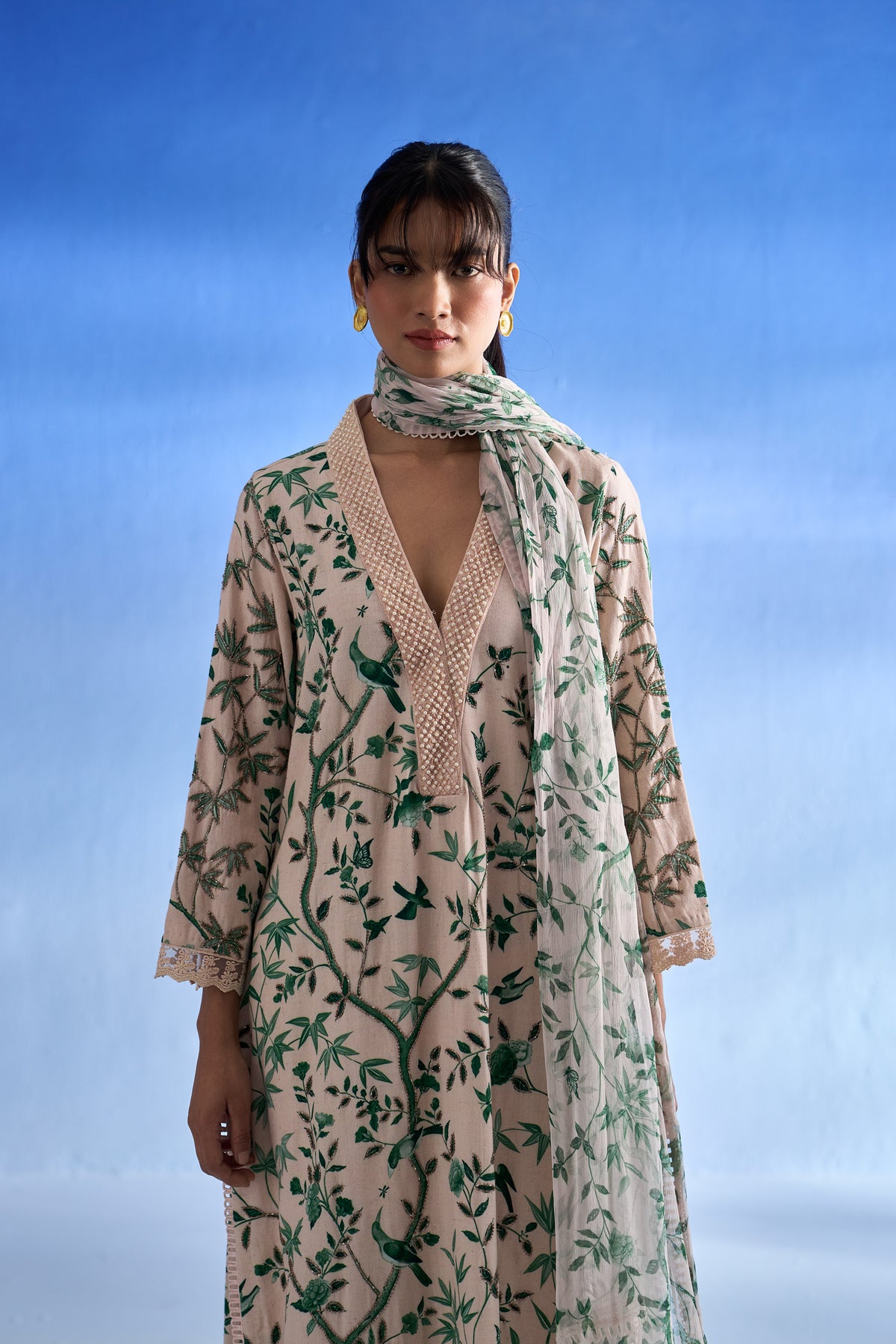 Naseebo Enchanted Garden Linen Kurta Set