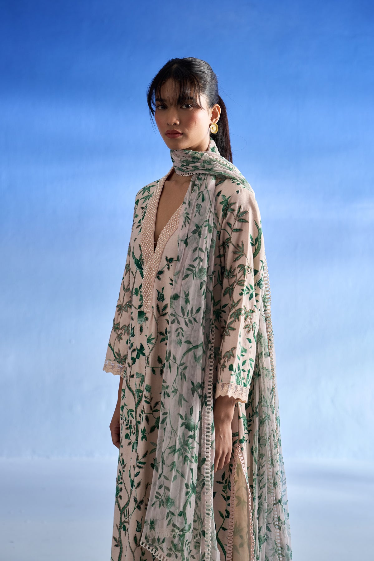 Naseebo Enchanted Garden Linen Kurta Set