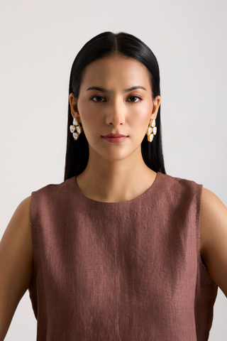 Aurelia White Cluster Earrings