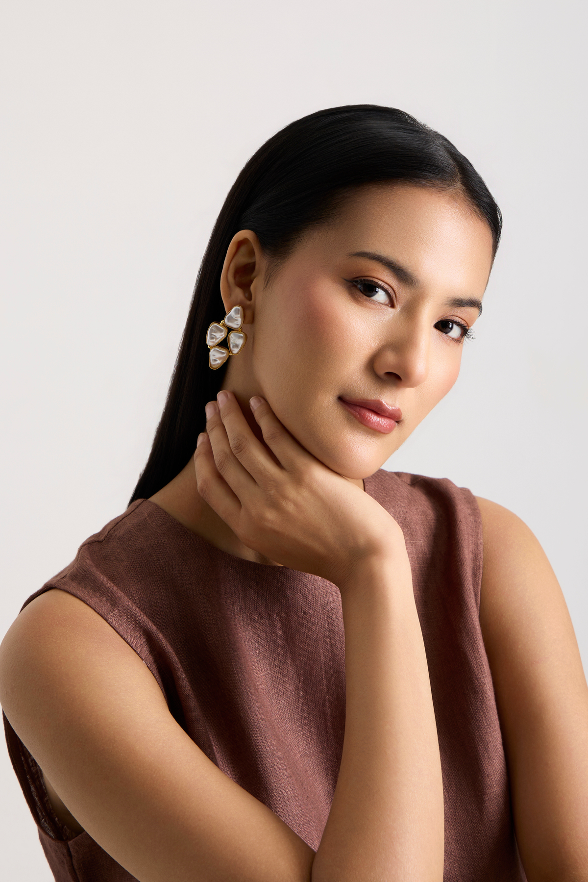 Aurelia White Cluster Earrings