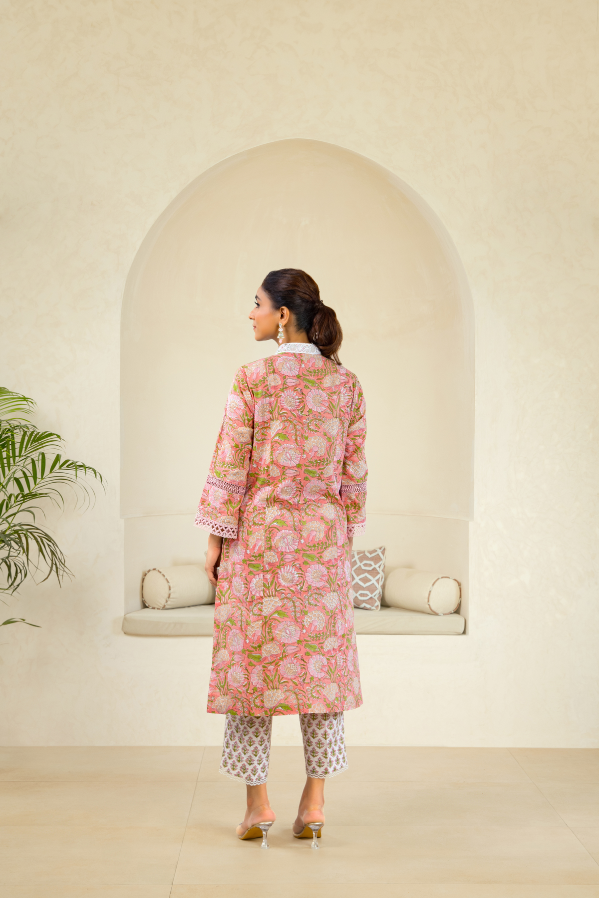 Luxe Peach Serenity Cotton Premium Kurta Set