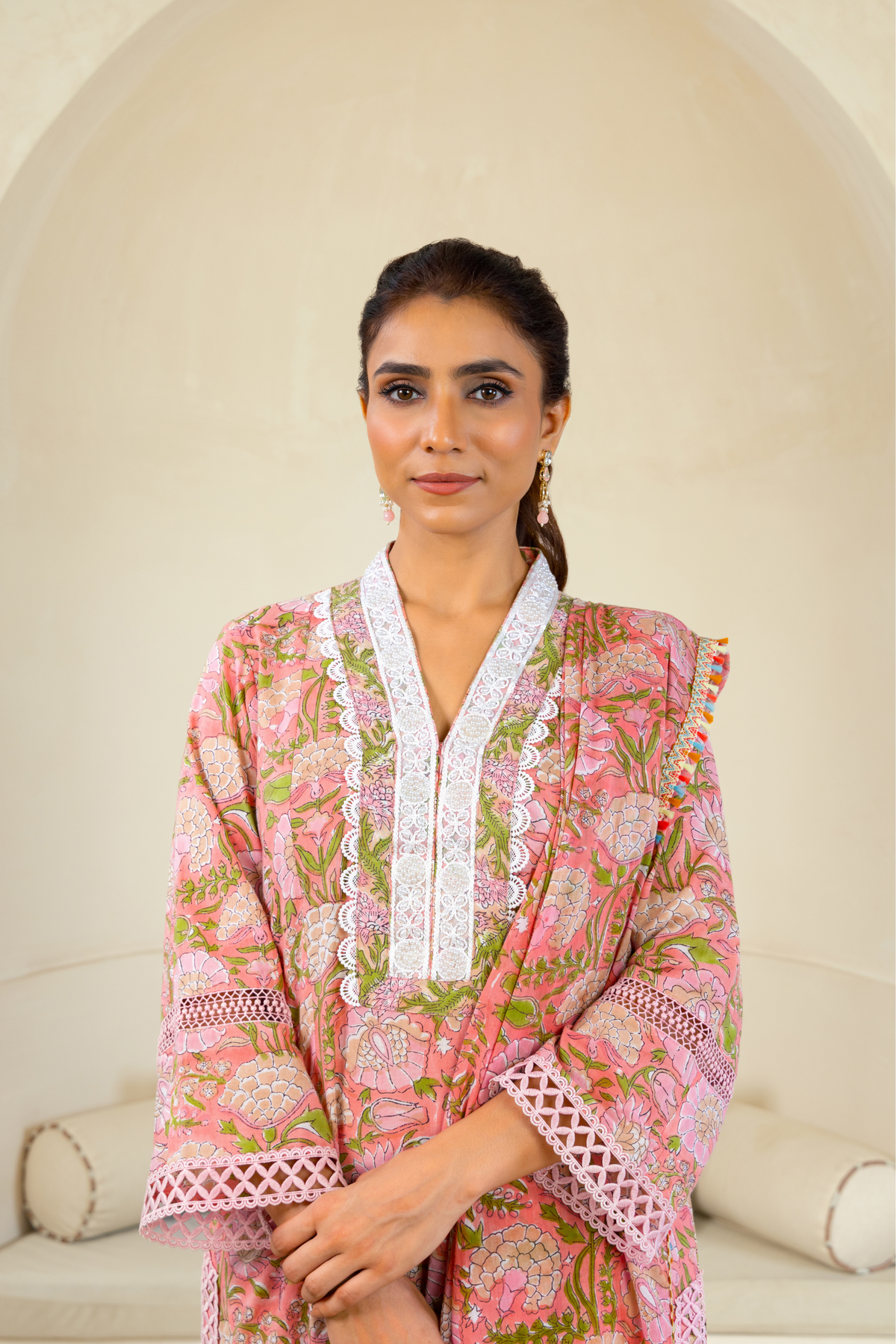 Luxe Peach Serenity Cotton Premium Kurta Set