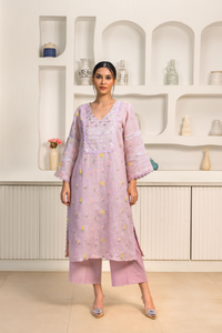 Naseebo Pastel Grace Linen Kurta Set