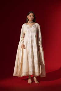Naseebo Angel White Anarkali Kurta Set