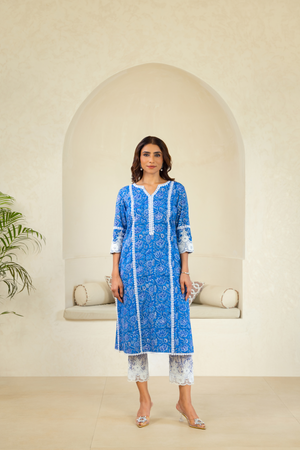 Azure Elegance Luxe Cotton Premium Kurta Set