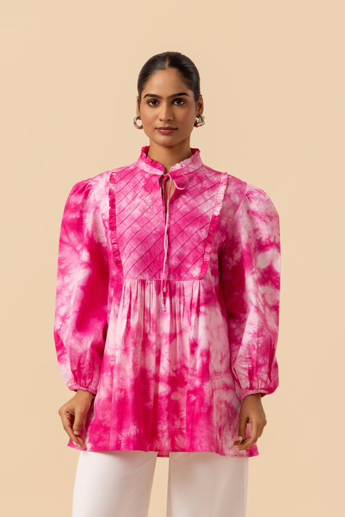 Naseebo Bubblegum Bliss Shibori Printed Women Blouse