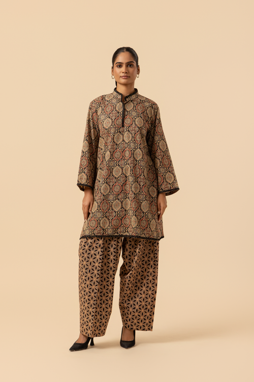 Naseebo Desert Bloom Ajrakh Printed Farshi Coord Set