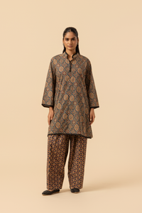 Naseebo Earthen Mirage Ajrakh Printed Farshi Coord Set