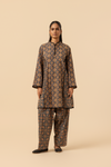Naseebo Indigo Maze Ajrakh Printed Farshi Coord Set