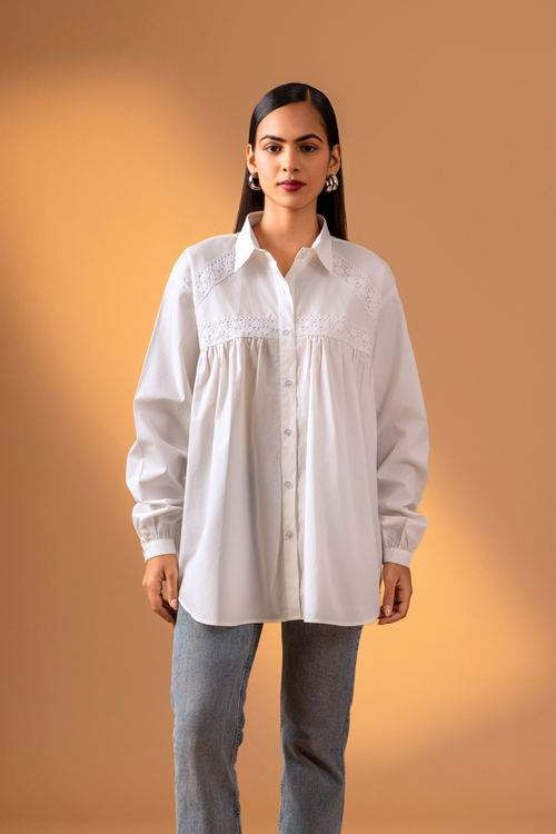 Naseebo Ivory Bloom Lace Shirt