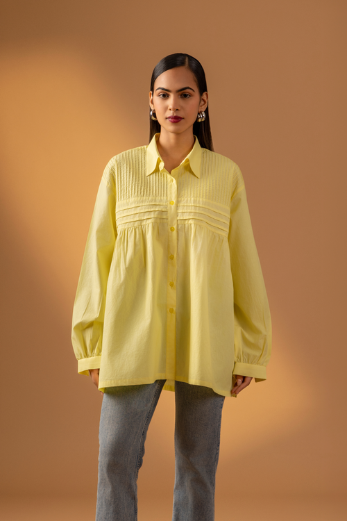 Naseebo Lemon Glow Cotton Poplin Women Shirt