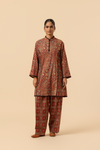 Naseebo Maroon Mandala Ajrakh Printed Farshi Coord Set