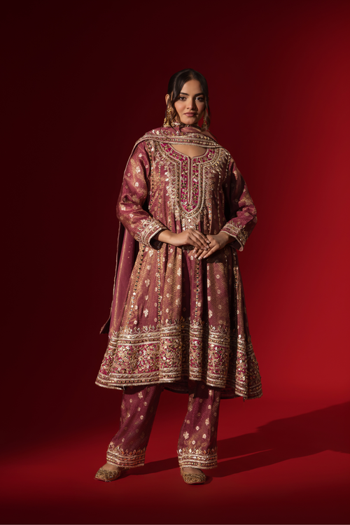Naseebo Rani Mahal Embroidered Brocade Kurta Set