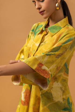 Naseebo Mustard Haze Muslin Coord Set