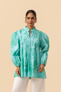 Naseebo Ocean Mist Shibori Printed Women Blouse