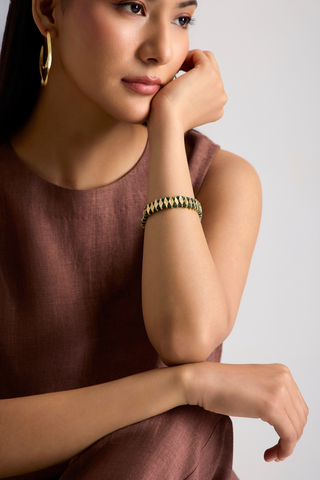Opal Emerald & Gold Woven Cuff