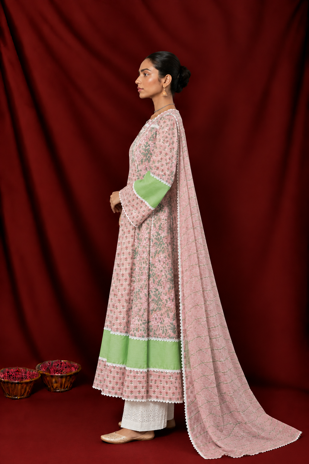 Naseebo Chanchal Hand Block Printed Anarkali Set