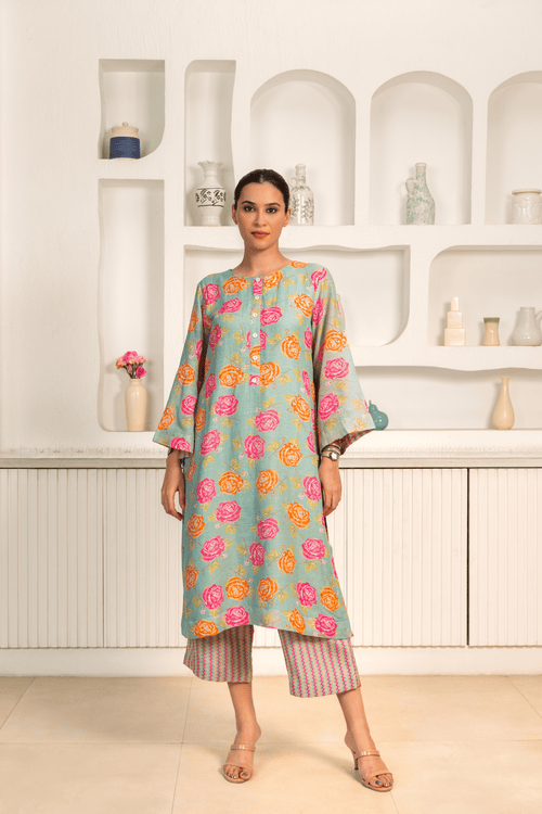 Naseebo Spring Rose Linen Co-ord Set