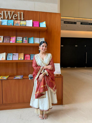 Eshita Singh in Naseebo Ivory Ember Silk Angrakha Kurta Set