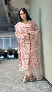Sabeena Tamang Deshmukh in Naseebo Blush Garden Linen Kurta Set